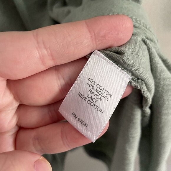 J.Jill Women M Green Cotton Modal Slub Crochet Trim V-Neck 3/4 Sleeves Tunic Top - Picture 9 of 11